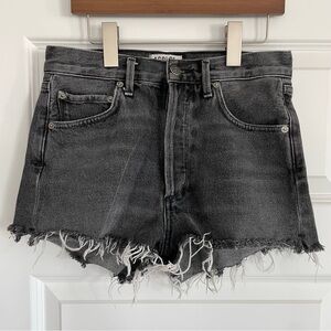 Agolde Grey Distressed Mini Denim Shorts 26